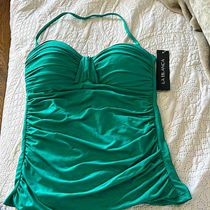 La Blanca Vibrant Green Ruched Bikini Top